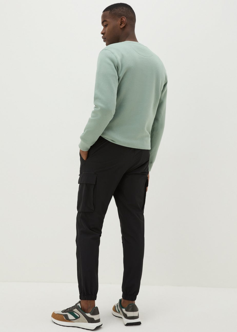 Black Drawcord Cargo Trousers