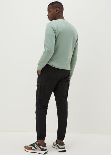 Black Drawcord Cargo Trousers