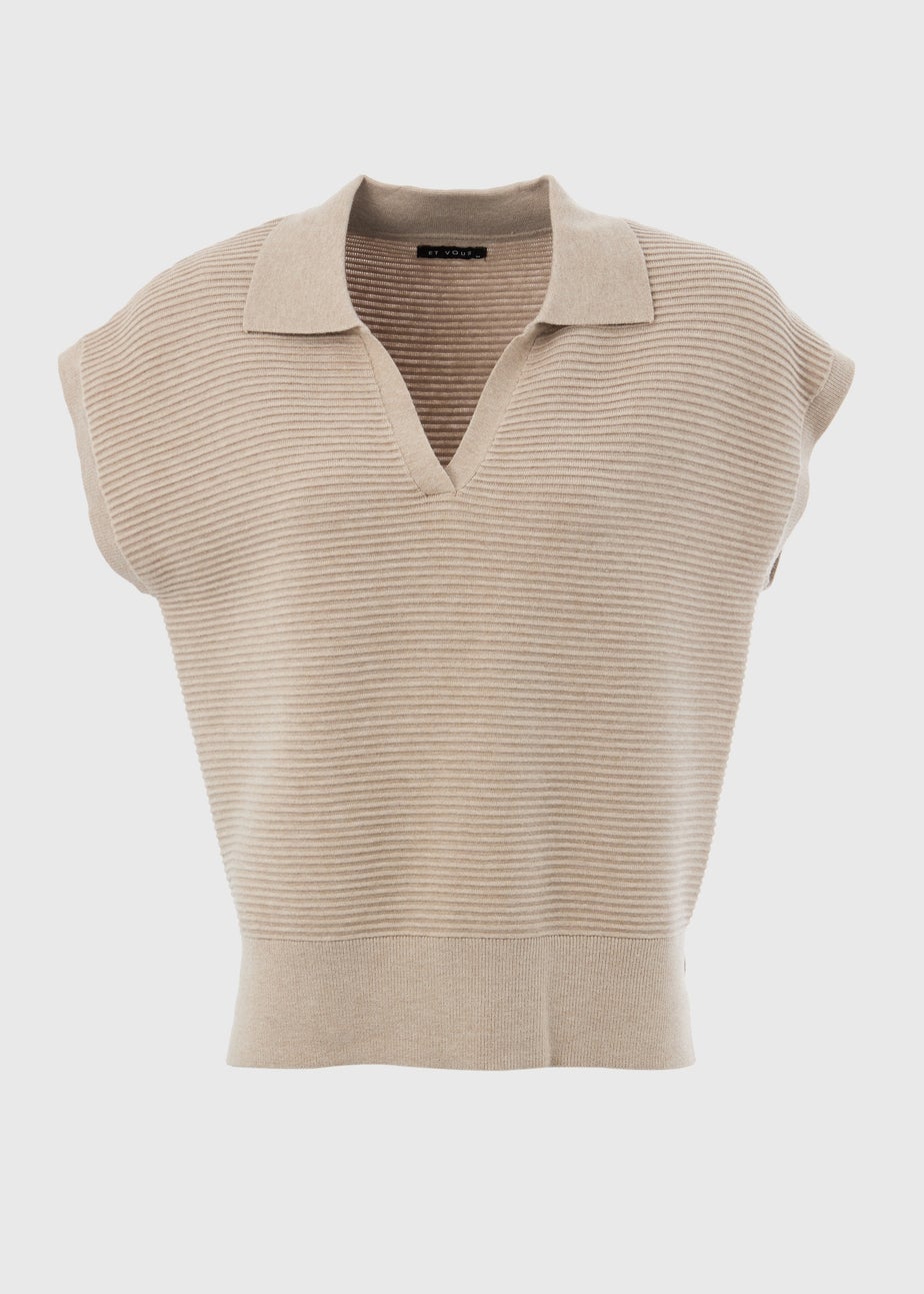 Et Vous Beige Knitted Sweater Vest