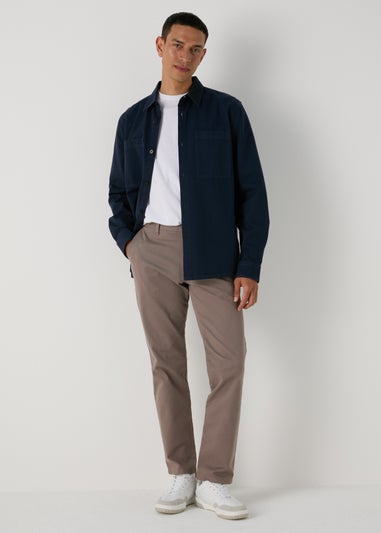 Brown Straight Fit Stretch Chinos