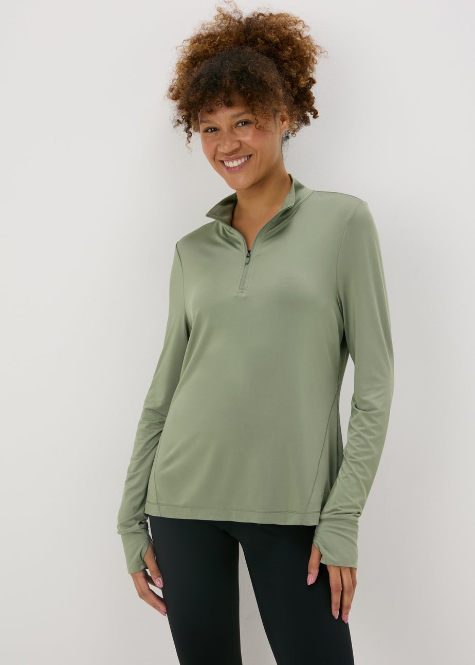 Souluxe Khaki Half Zip Top