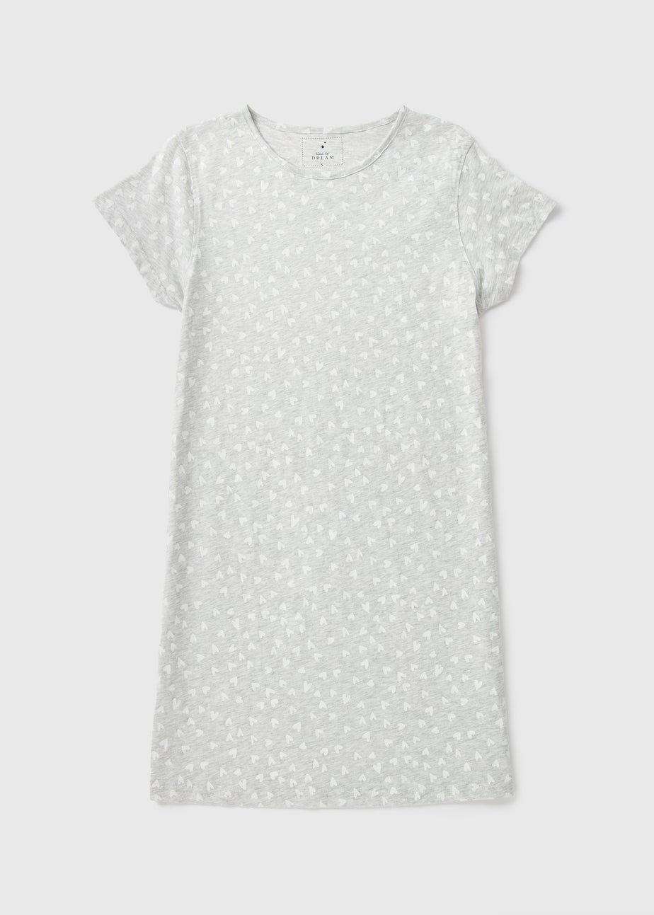 Grey Heart Print Nightie
