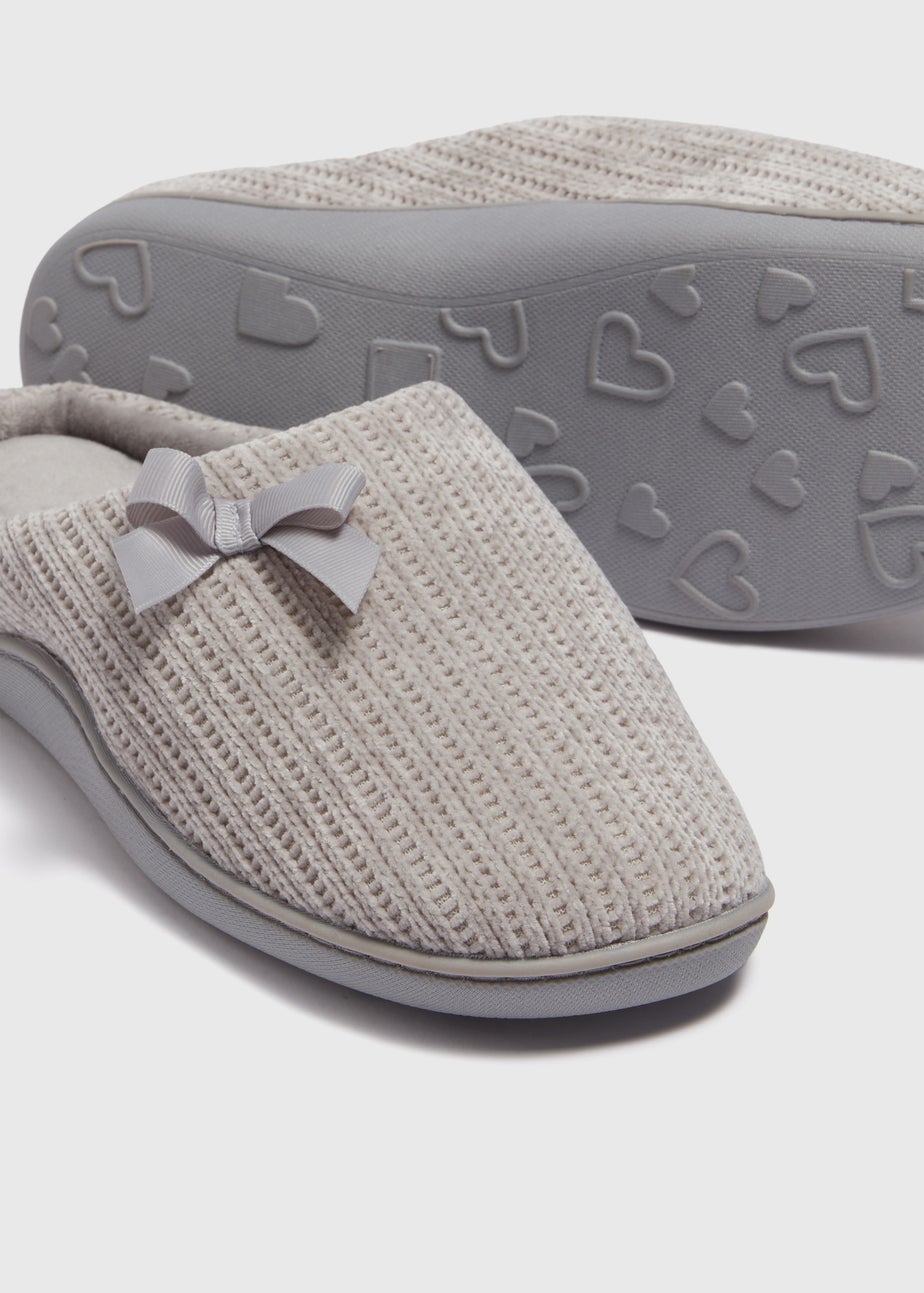 Grey Hidden Support Mule Slippers