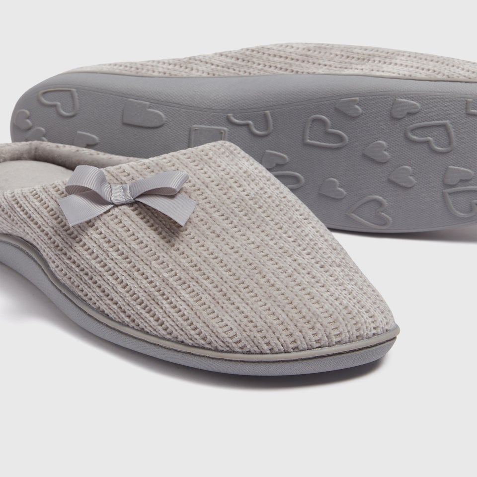 Grey Hidden Support Mule Slippers