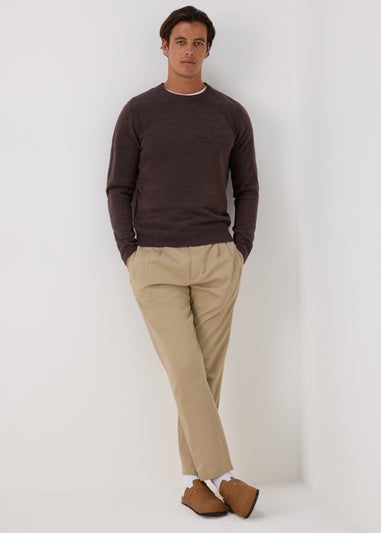 Brown Soft Touch Crew Neck Jumper