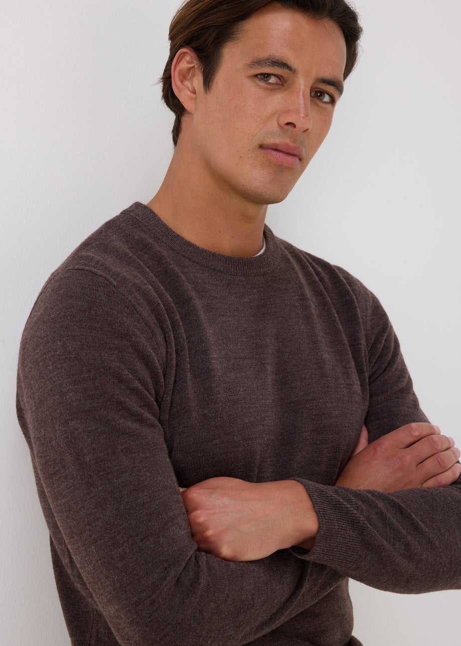 Brown Soft Touch Crew Neck Jumper