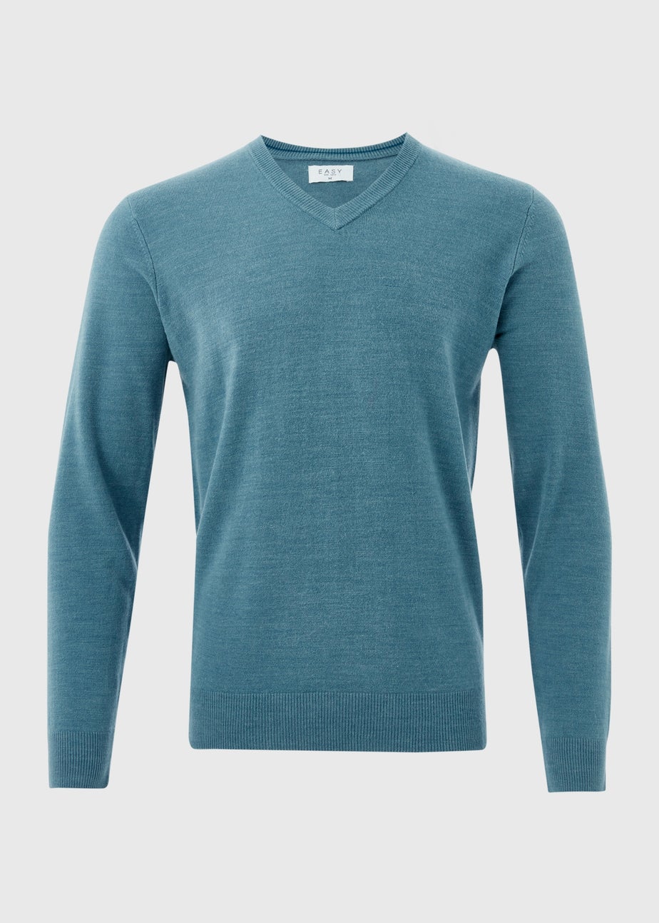Blue Soft Touch V-Neck Jumper