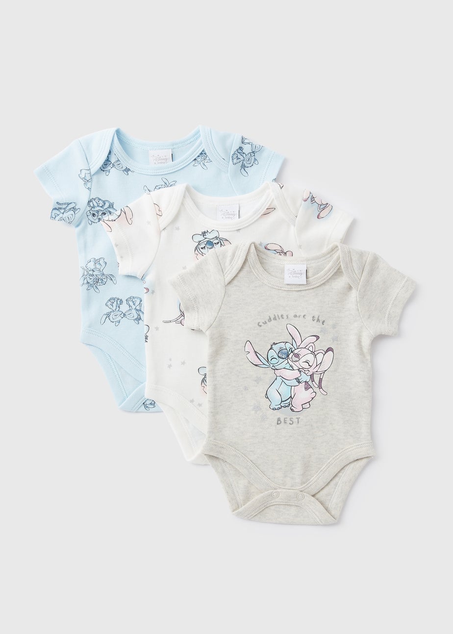 Disney 3 Pack Baby Cream Stitch Bodysuits (Newborn-18mths)