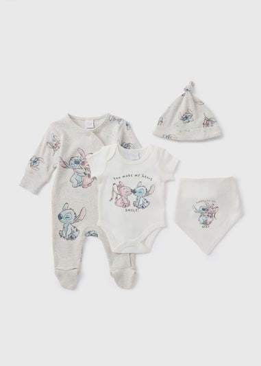 Disney 4 Pack Baby Cream Stitch Starter Set (Newborn-6mths)