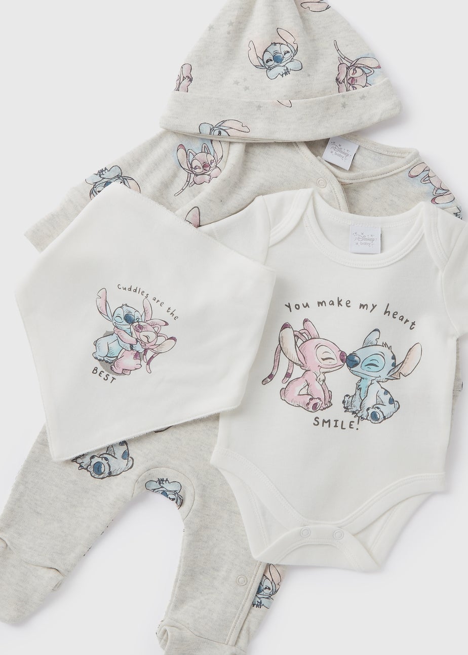 Disney 4 Pack Baby Cream Stitch Starter Set (Newborn-6mths)