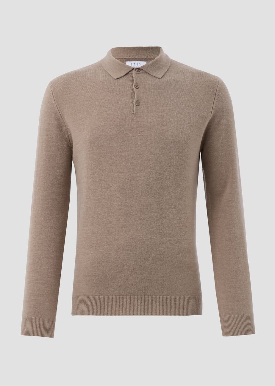 Taupe Knitted Polo Shirt