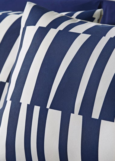 Navy Linear Geometric Pattern Duvet Set