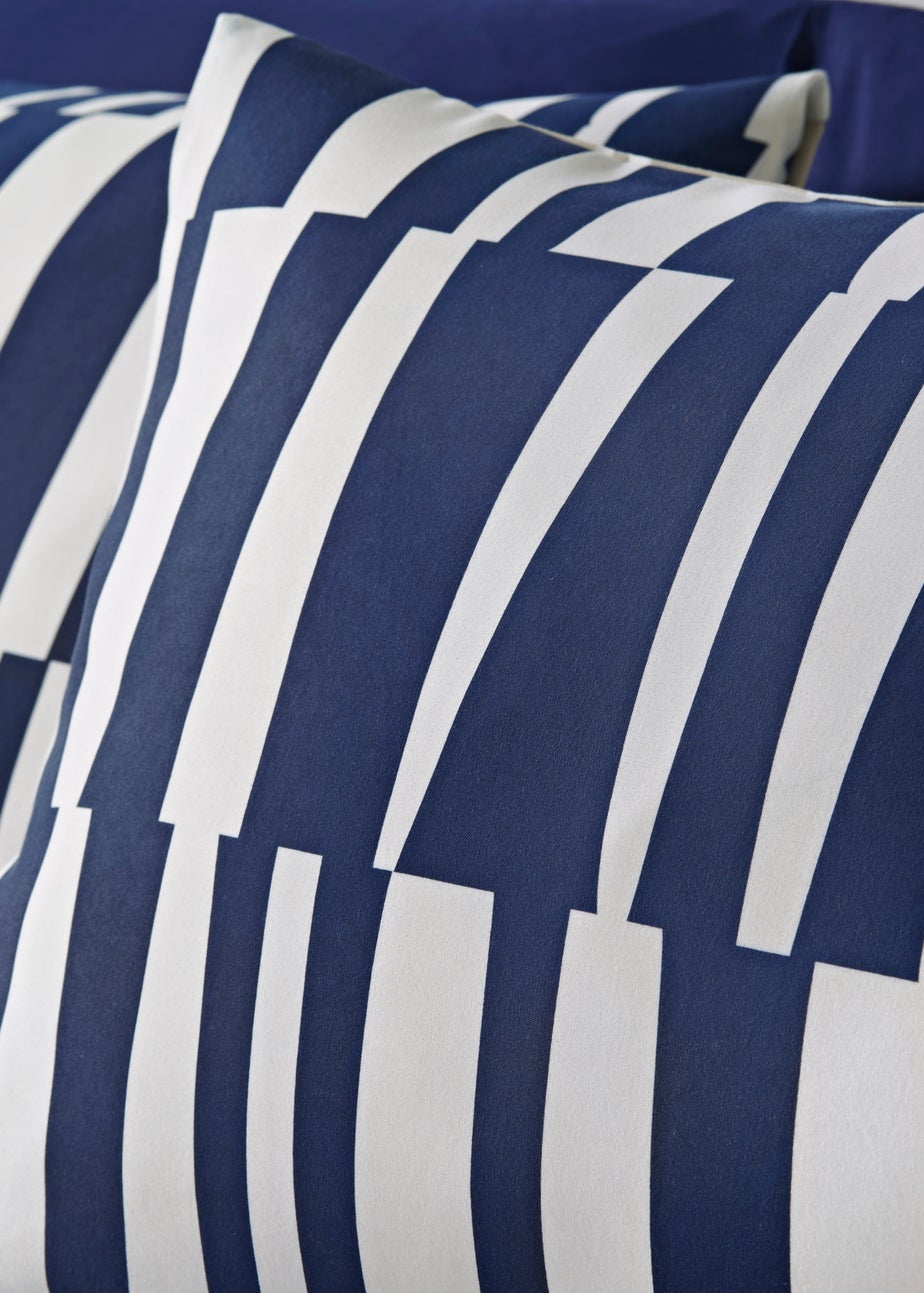 Navy Linear Geometric Pattern Duvet Set