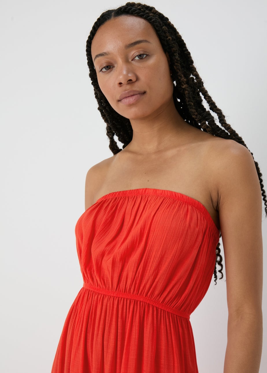 Red Bandeau Maxi Dress