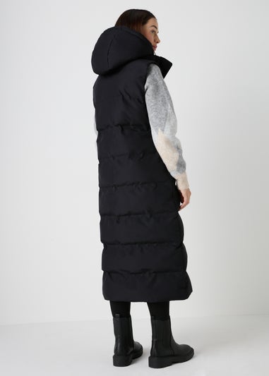 Black Technical Long Padded Gilet