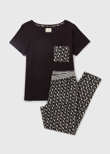 Black Aztec Patterned Pyjama Set