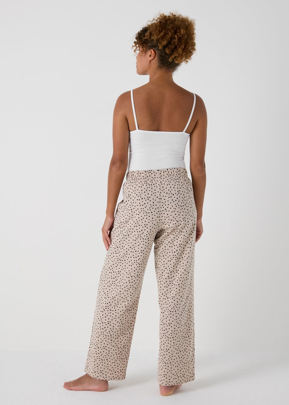 Beige Wide Leg Pyjama Bottoms