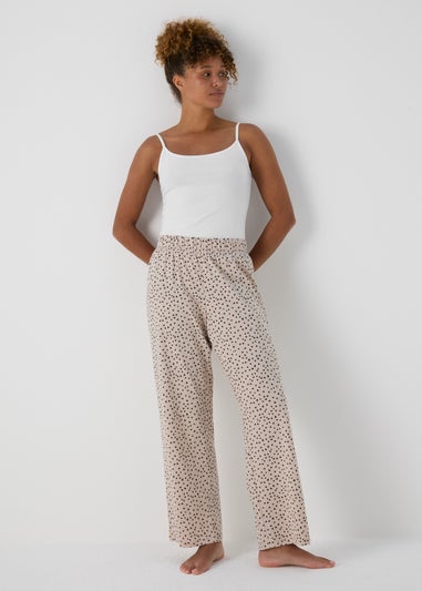 Beige Wide Leg Pyjama Bottoms