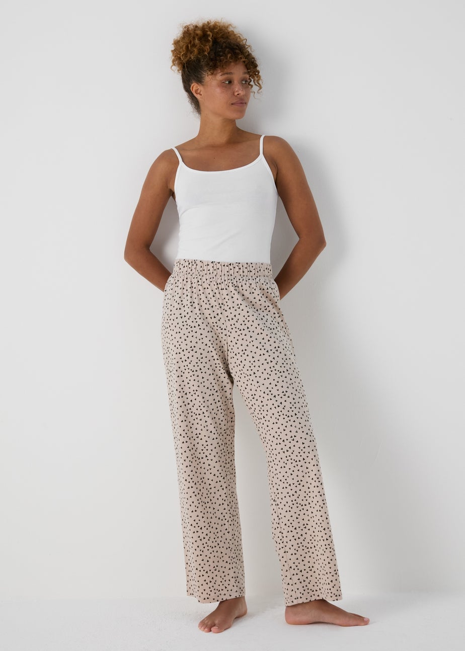 Beige Wide Leg Pyjama Bottoms