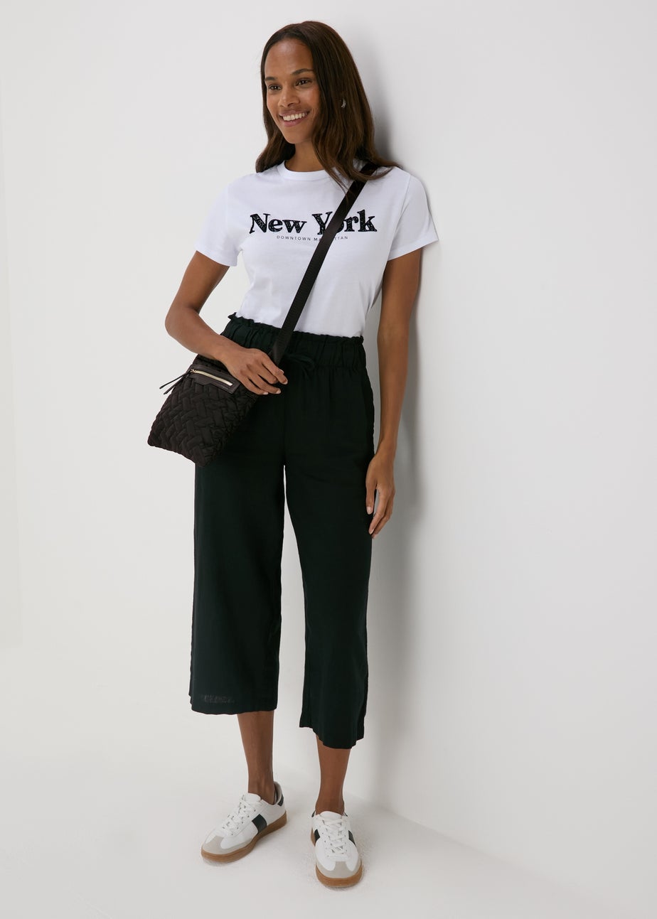 Black Nylon Textured Crossbody Messenger Bag