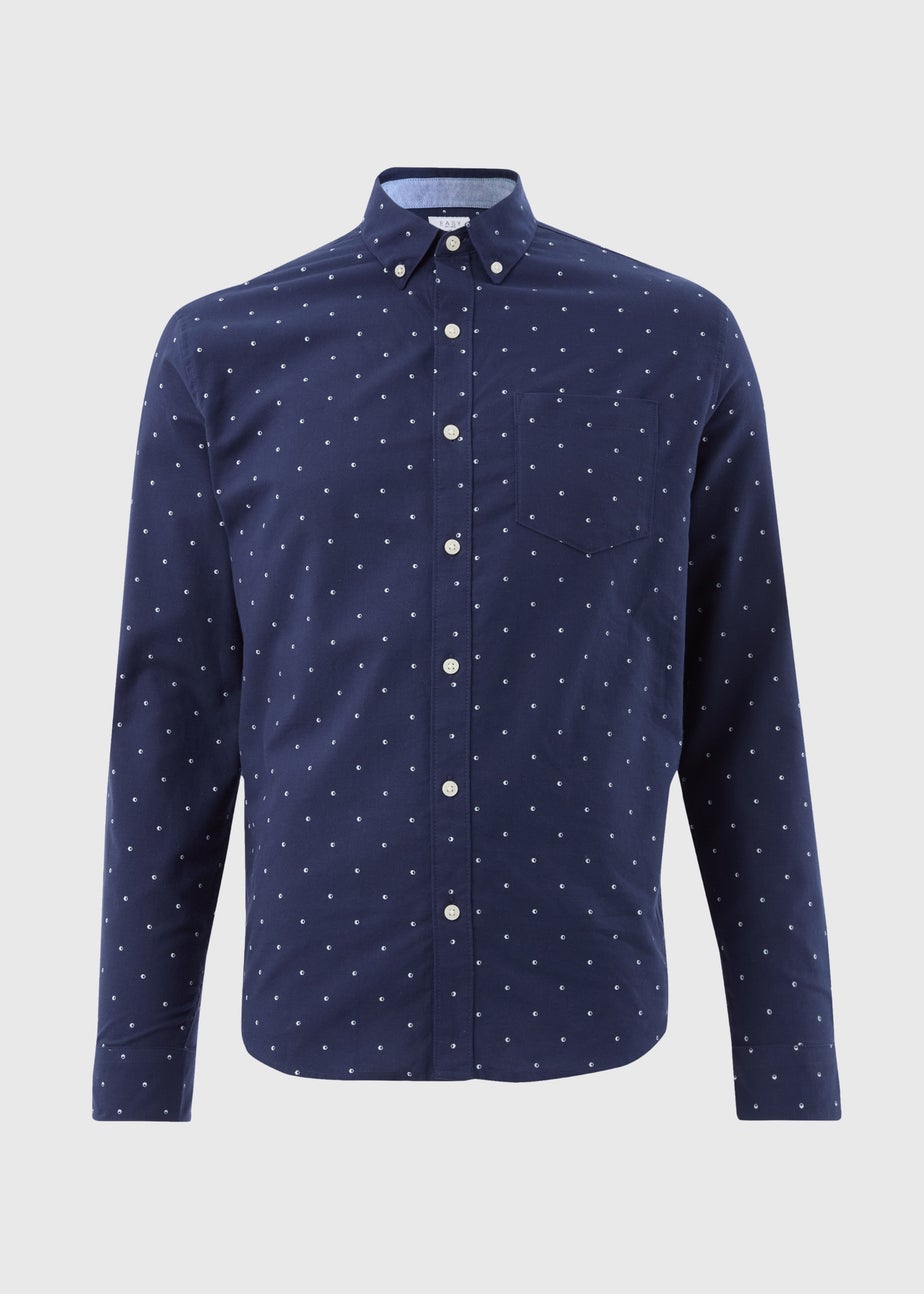 Navy Geometric Oxford Shirt