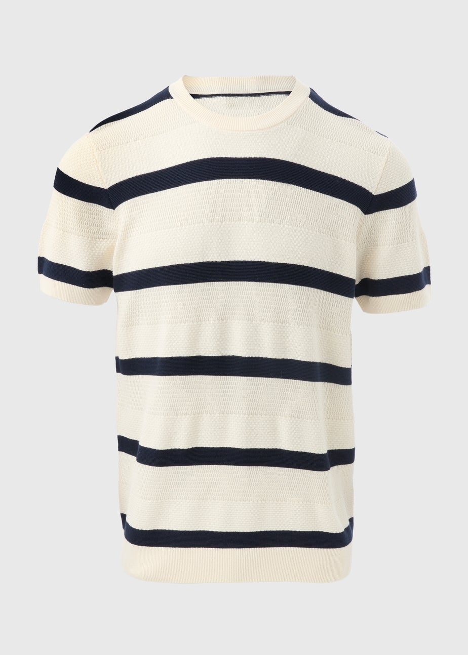 Ecru Stripe Knitted T-Shirt
