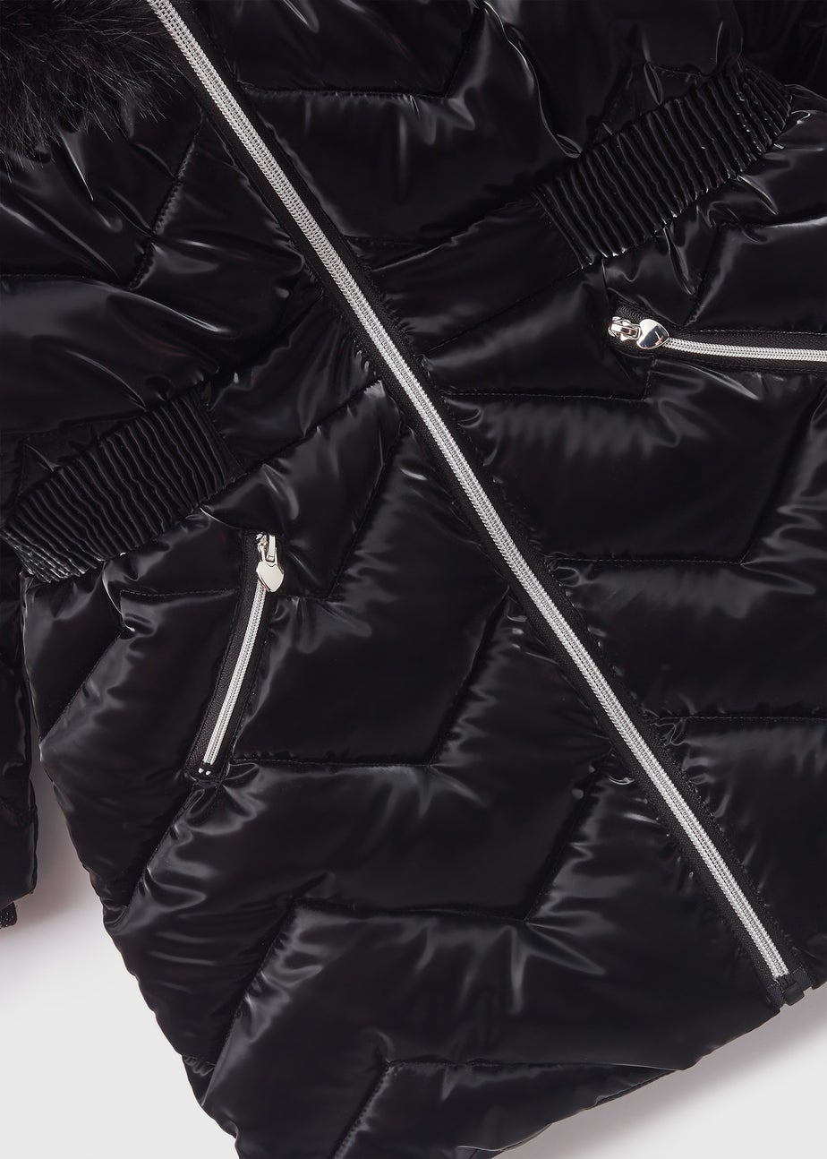 Girls Black Showerproof Quilted Coat (1-7yrs)