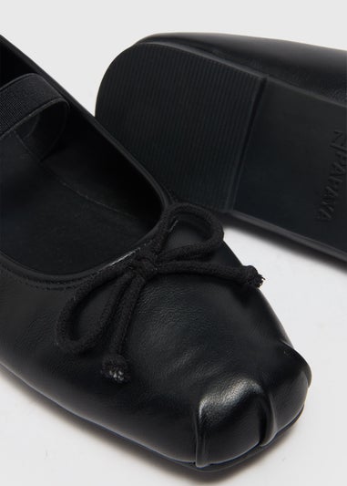 Black Square Toe Bow Ballet Flats