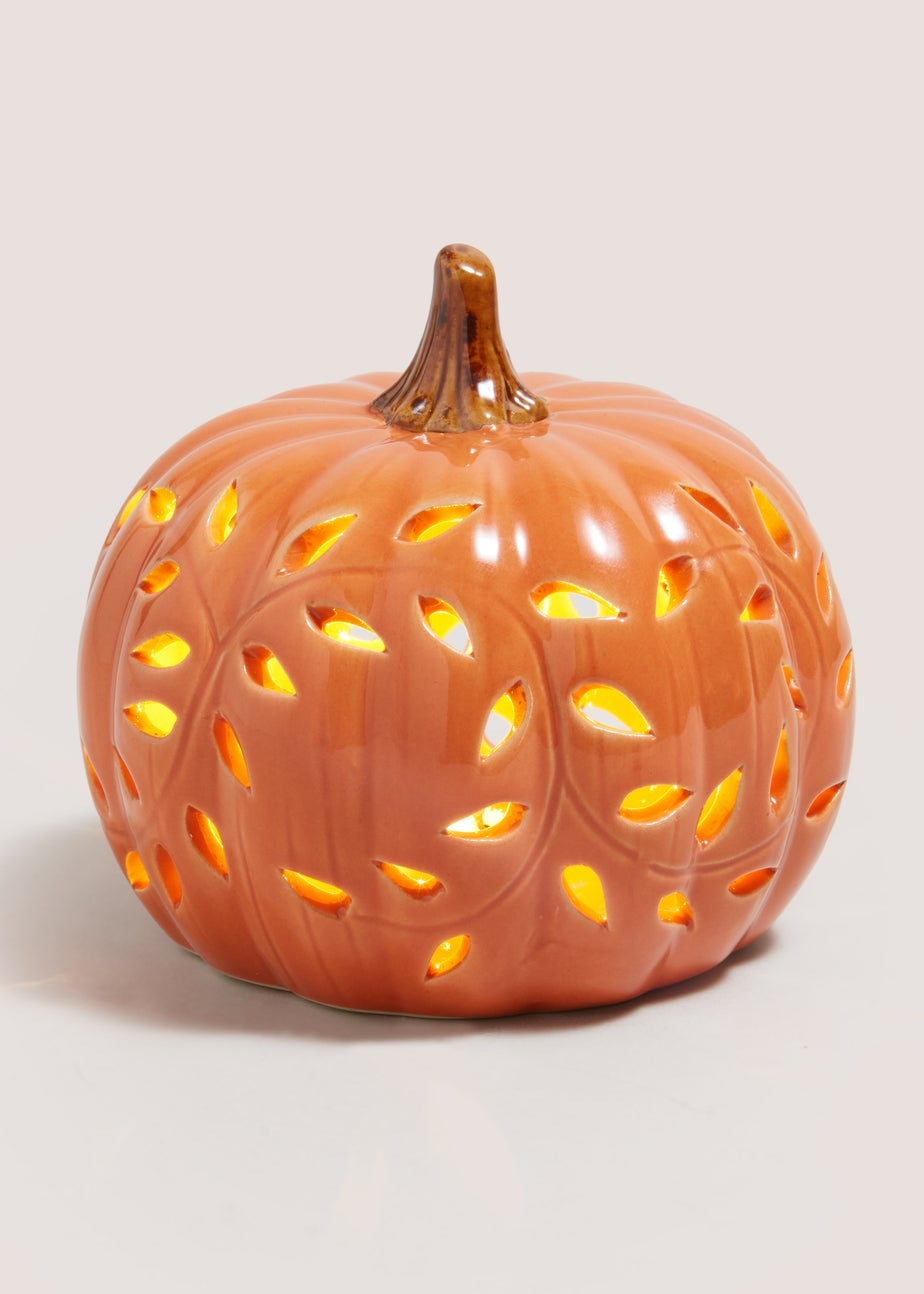 Orange LED Cut Out Pumpkin Ornament (12.5cmx12.5cmx11cm)