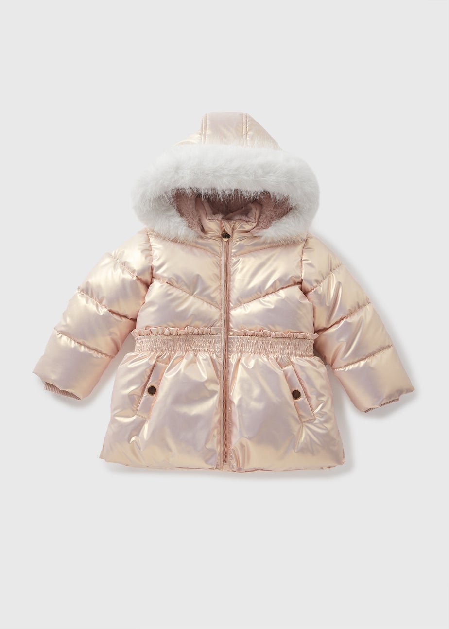 Girls Pink Iridescent Showerproof Coat (1-7yrs)