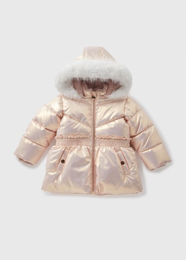 Girls Pink Iridescent Showerproof Coat (1-7yrs)