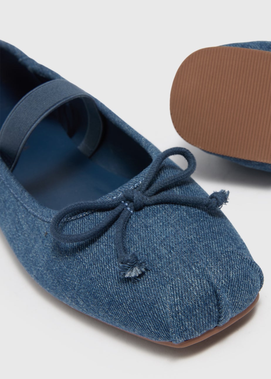 Denim Square Toe Ballet Flats