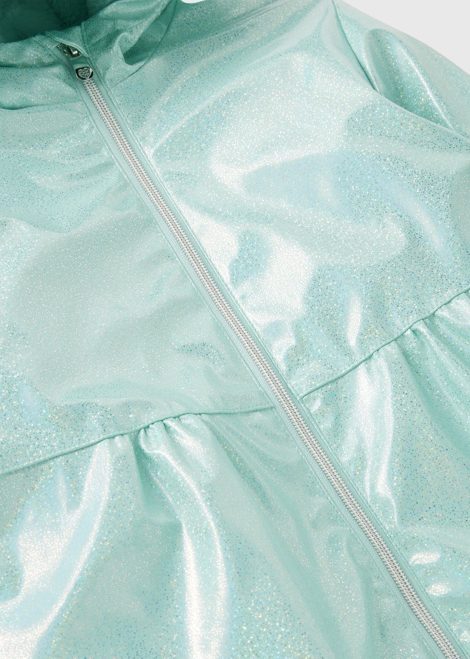 Girls Showerproof Blue Glitter Mac (1-7yrs)