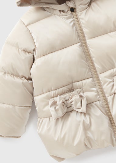 Girls Showerproof Gold Bow Padded Coat (1-7yrs)