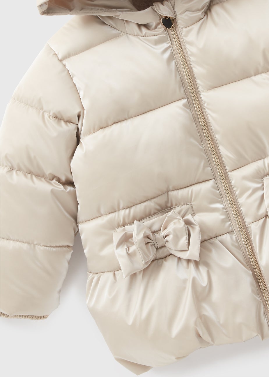 Girls Showerproof Gold Bow Padded Coat (1-7yrs)
