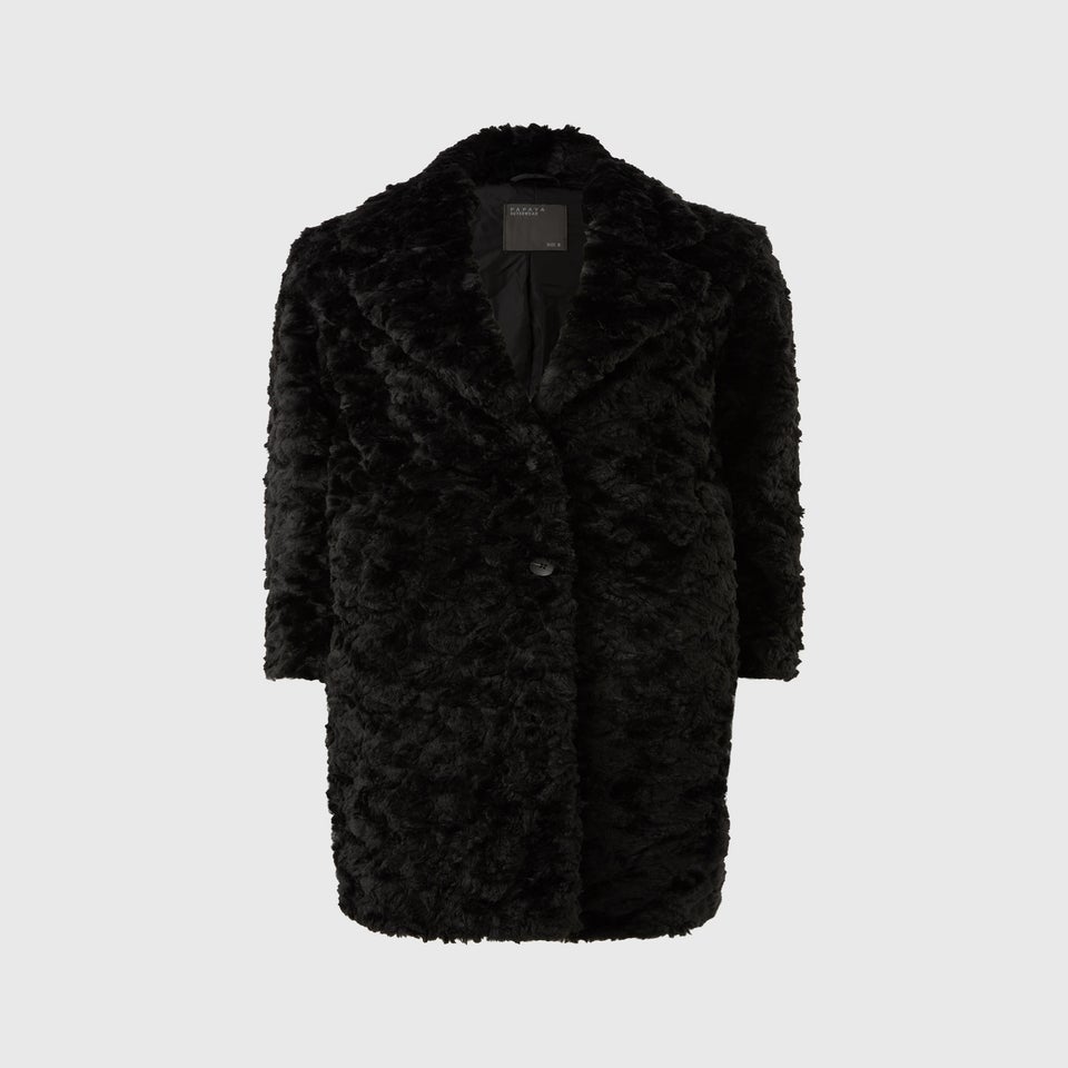 Black Faux Fur Long Coat