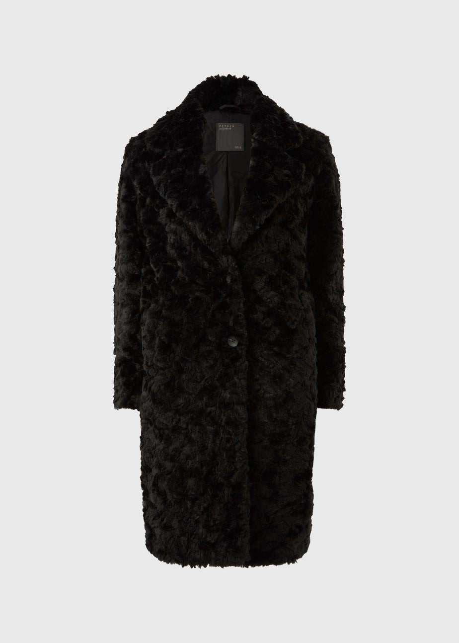 Black Faux Fur Long Coat