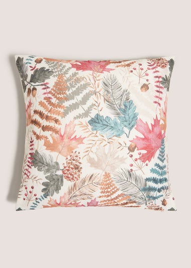 Cream Leaf Print Cushion