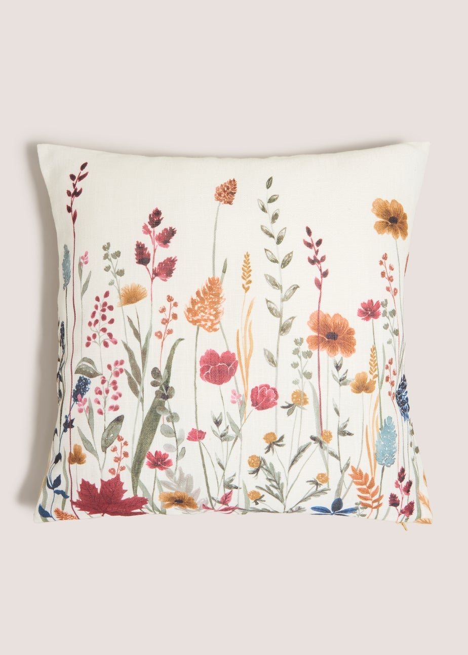 Cream Floral Print Cushion