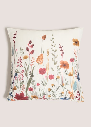 Cream Floral Print Cushion