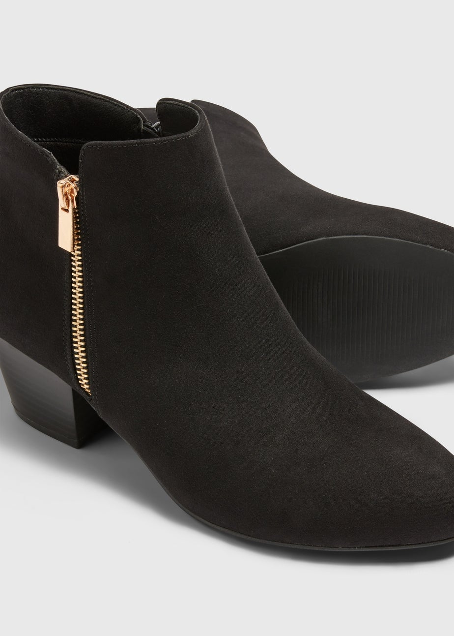Black Side Zip Heeled Boots