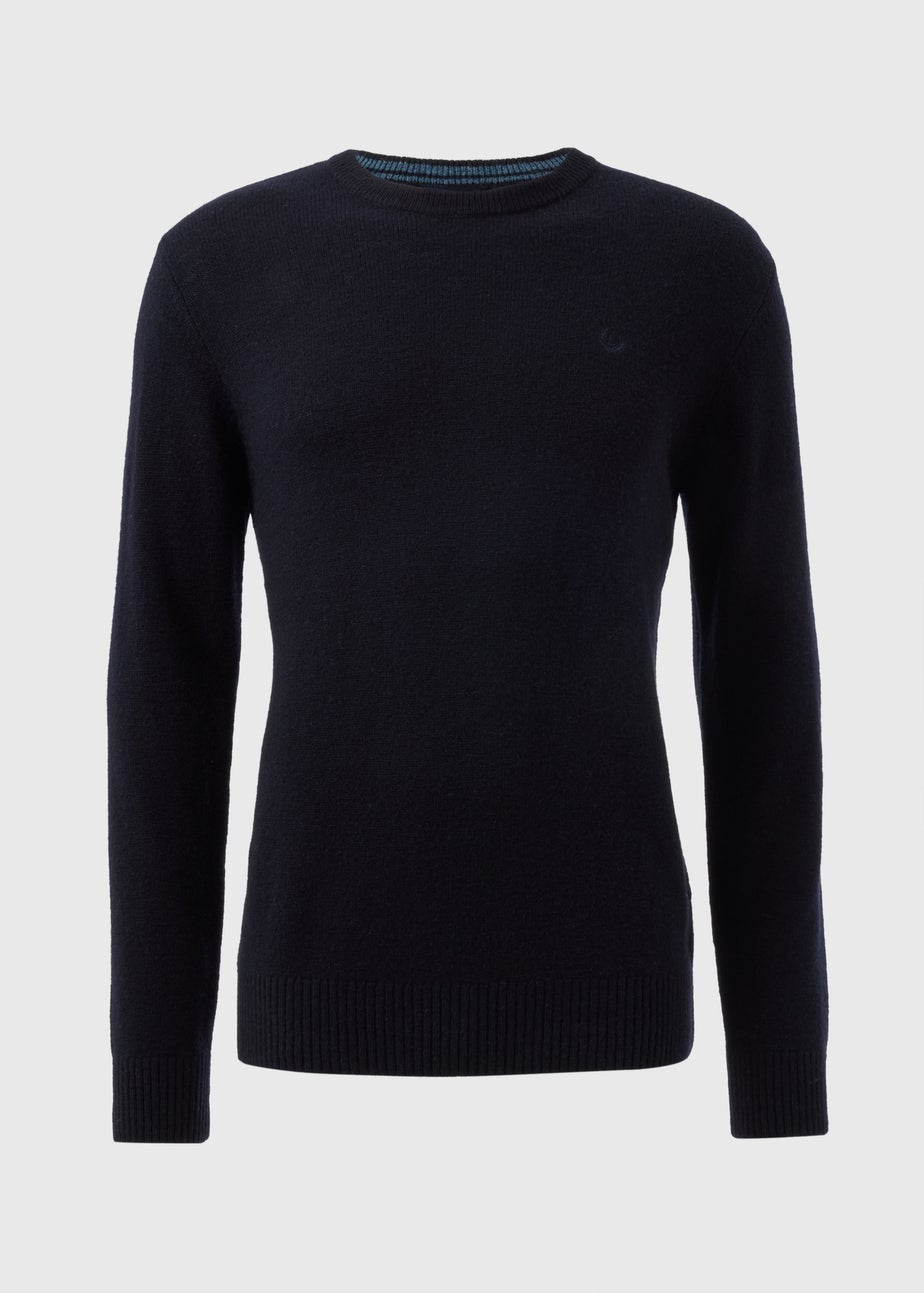 Lincoln Navy Lambswool Crew Neck Jumper