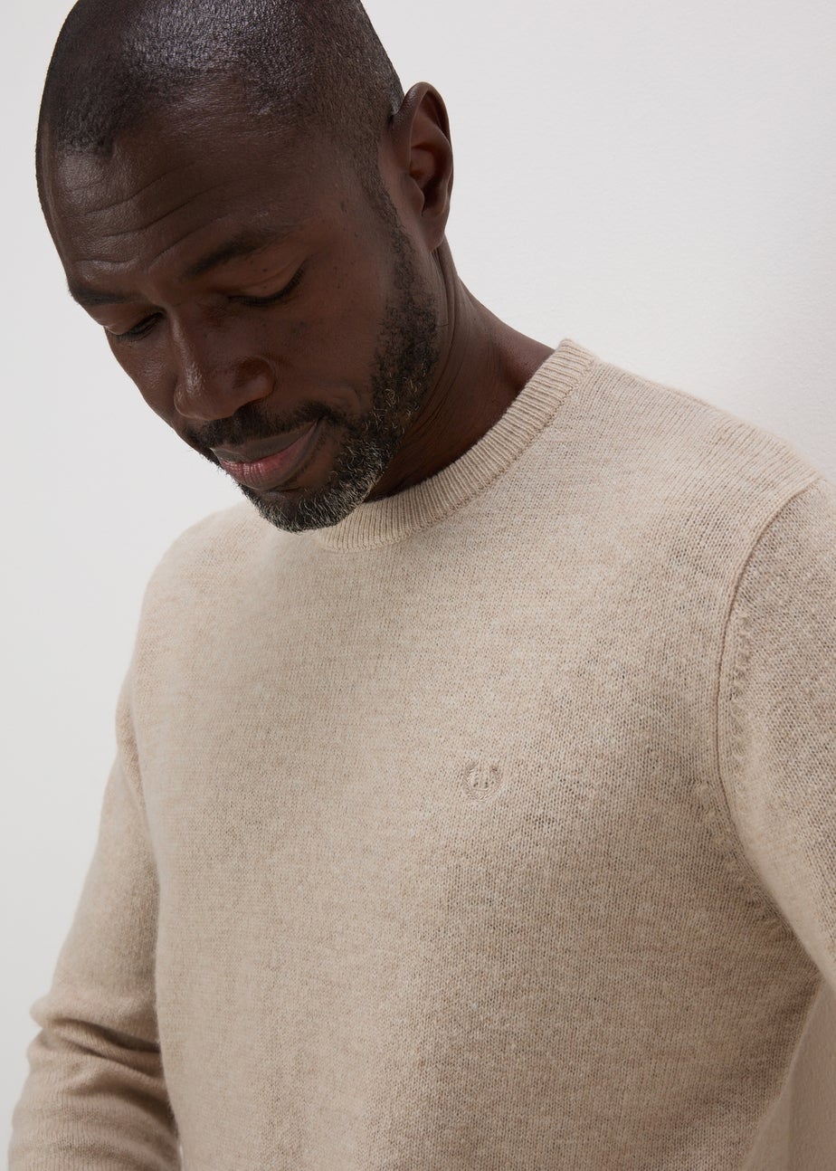 Lincoln Ecru Lambswool Crew Neck Jumper