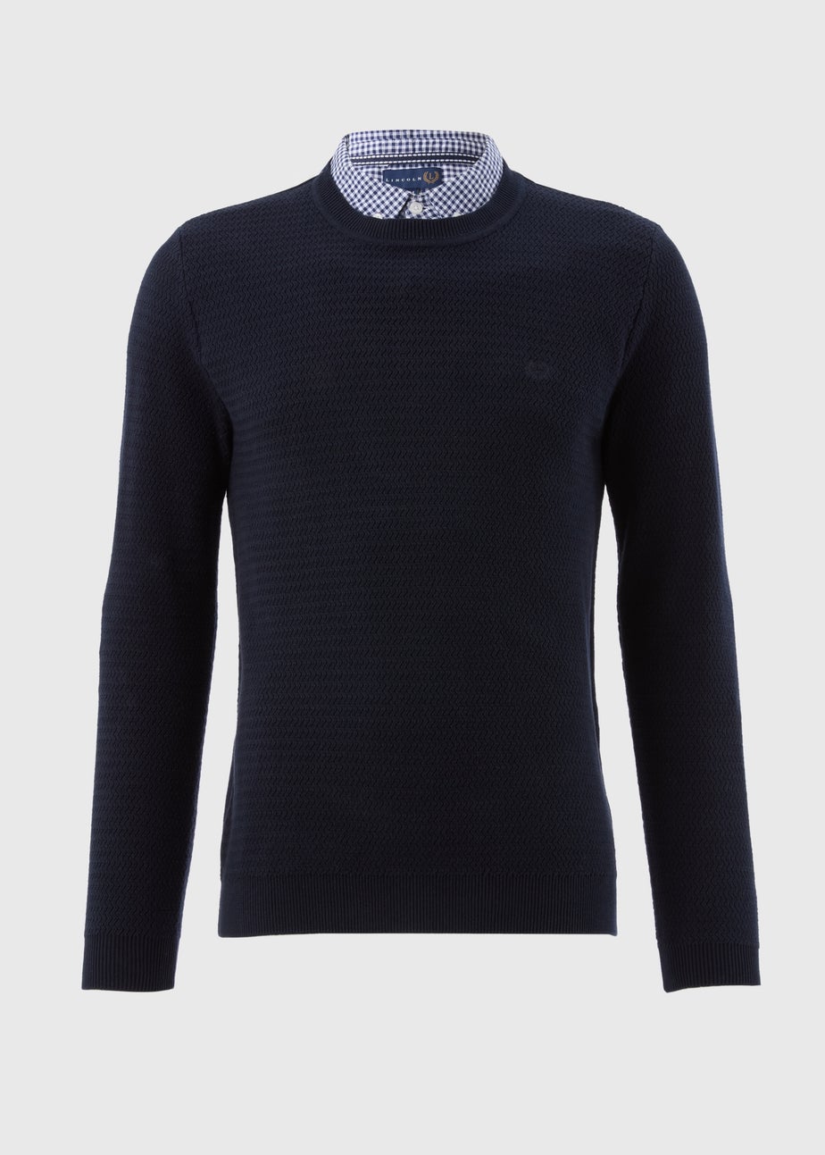 Lincoln Navy Knit Mock Jumper
