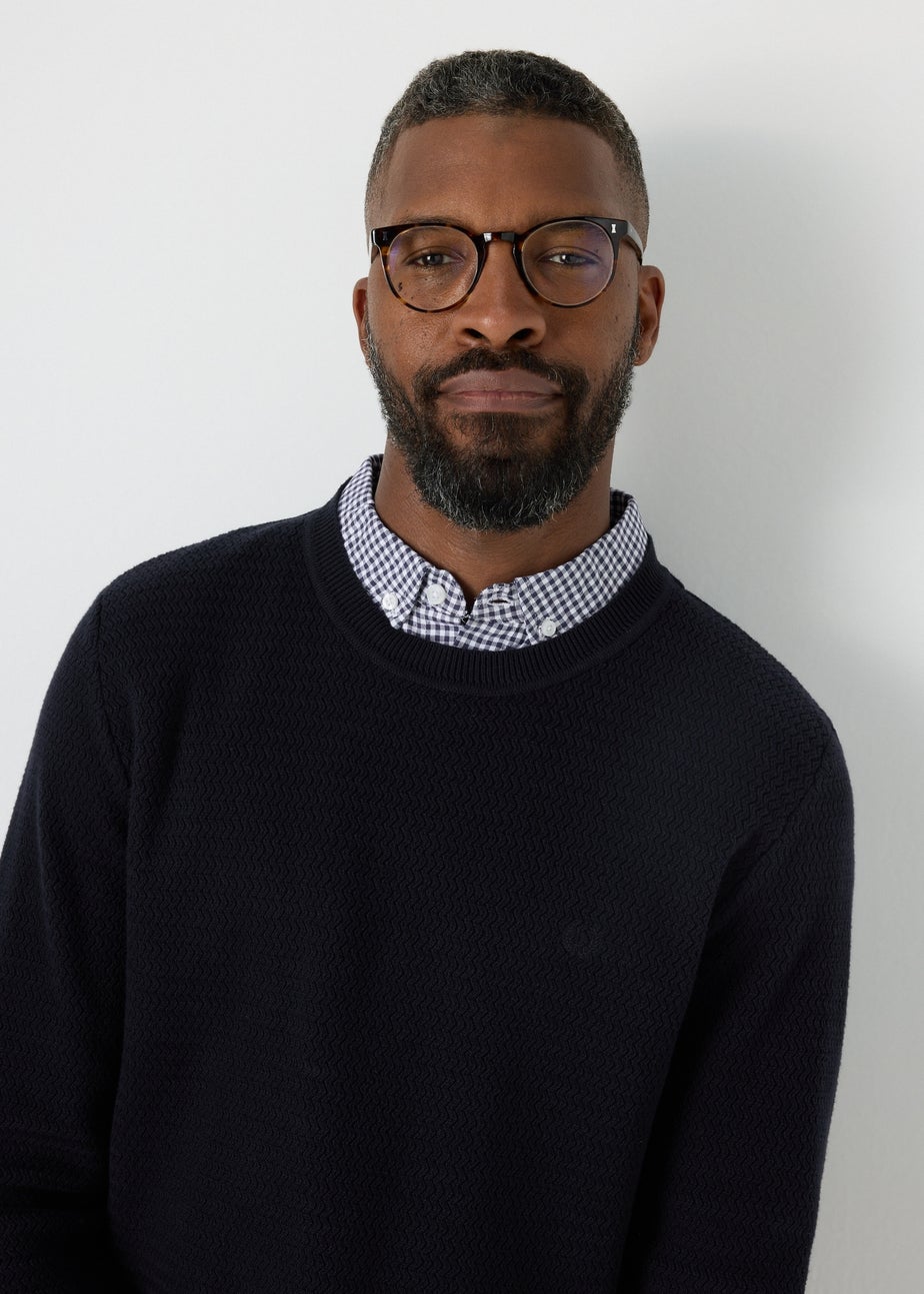 Lincoln Navy Knit Mock Jumper