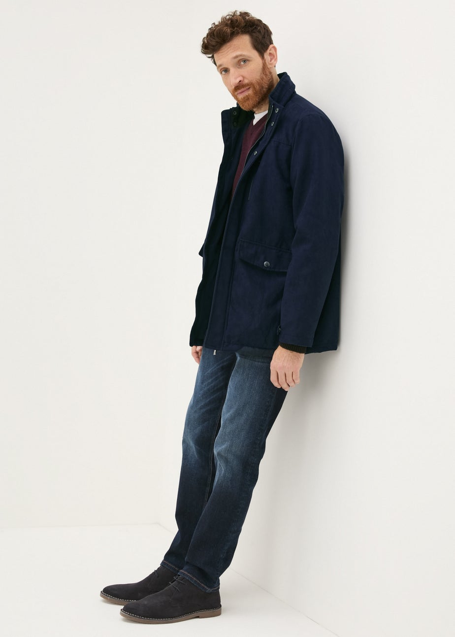 Lincoln Navy Faux Suede Jacket