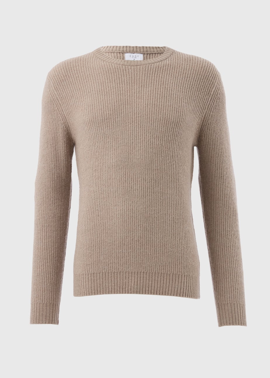 Stone Ribbed Crew Neck Jumper