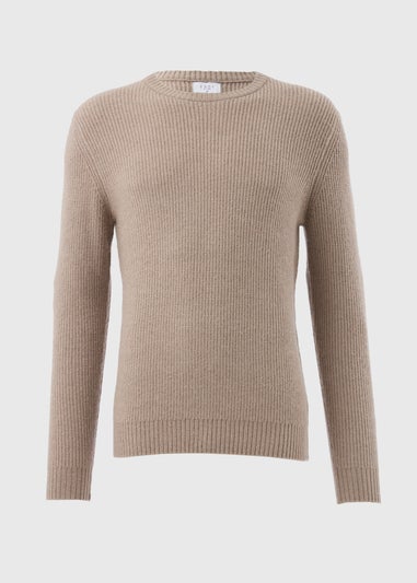 Stone Ribbed Crew Neck Jumper