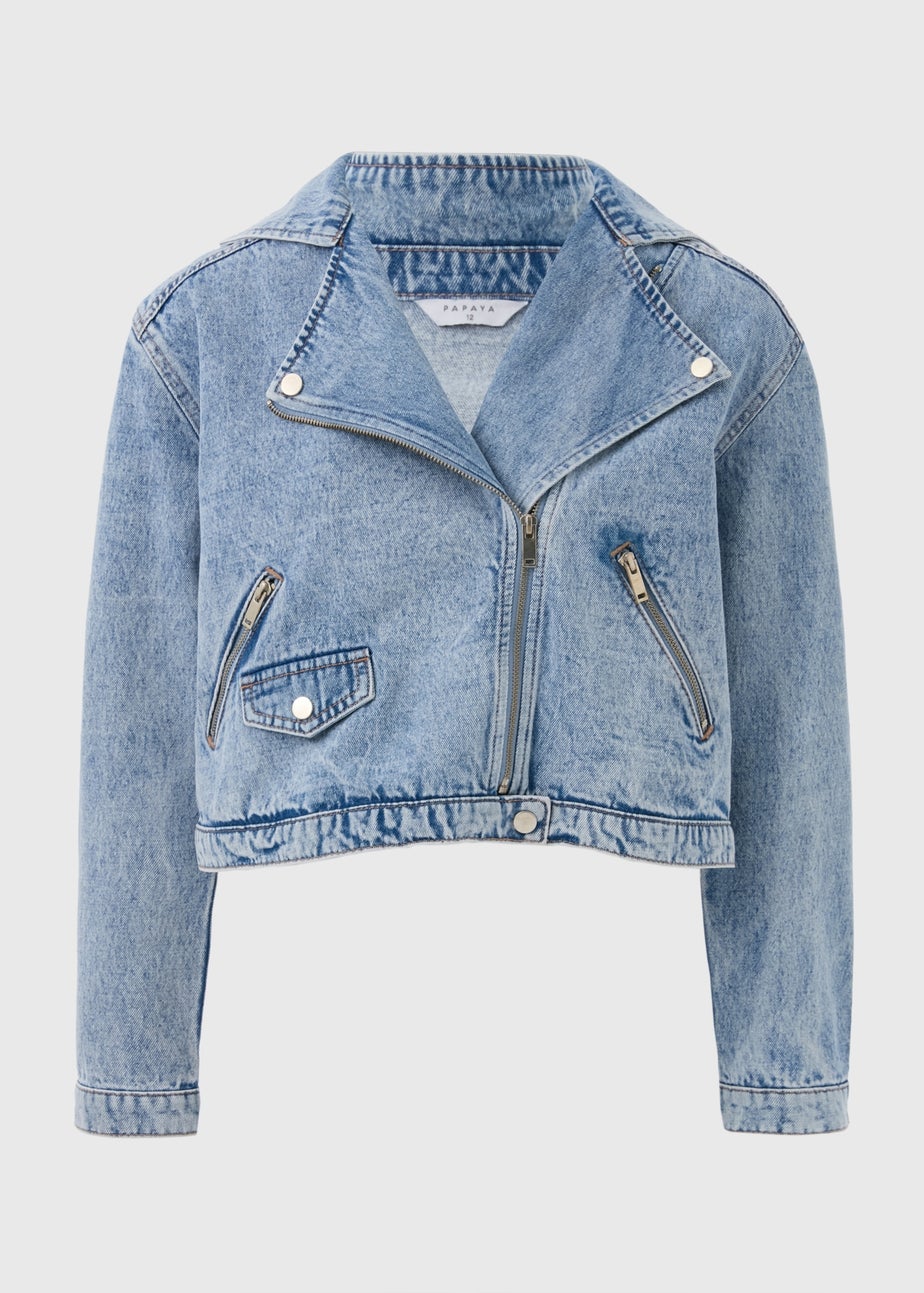 Blue Denim Biker Jacket
