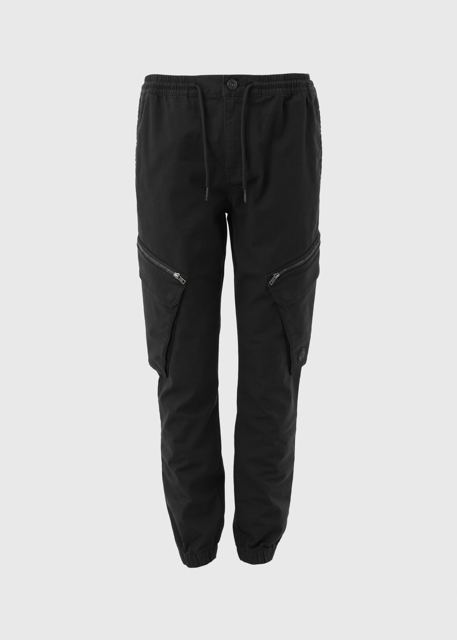 Black Zip Cargo Trousers